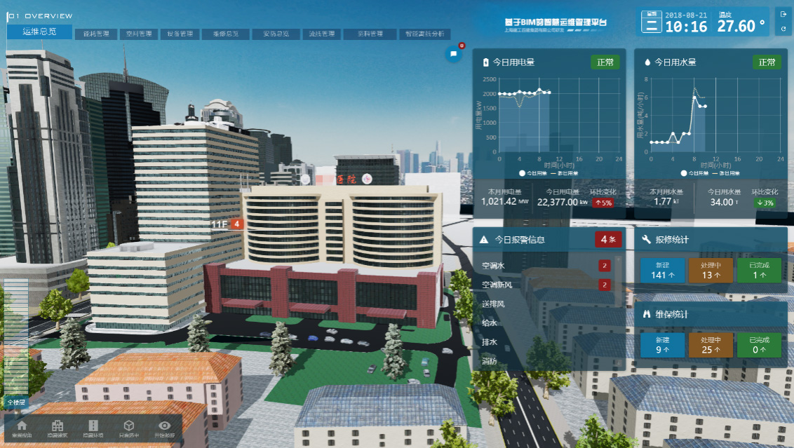 IBMS管理系統直觀看到醫院樓層建筑格局以及各子系統的終端設備點位部署情況
